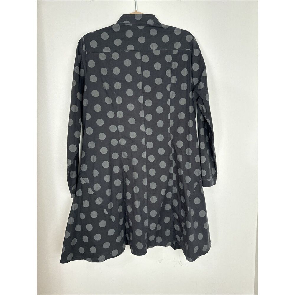 NWOT — Comfy USA Tunic Women's Large Black Gray Polca-Dot Button Up High Low - Picture 4 of 8
